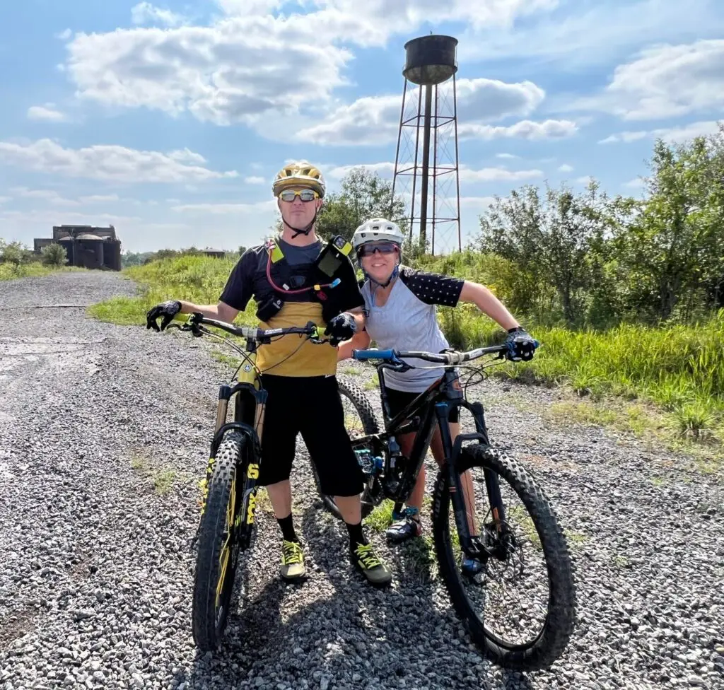 man and woman on bikes